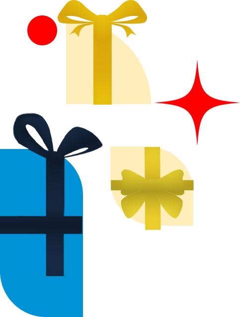 Grafismos com pacores e presentes de Natal